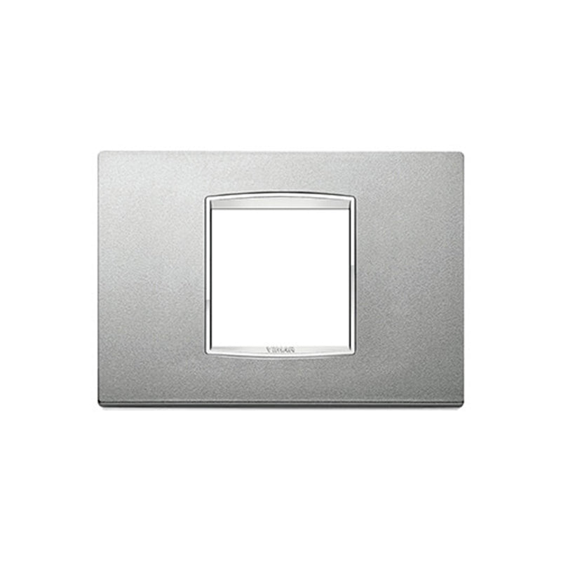 Eikon Square Cover Plate, Bright Matte Silver Die-Cast Metal, 2 Module (Central)