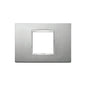 Eikon Square Cover Plate, Bright Matte Silver Die-Cast Metal, 2 Module (Central)