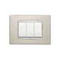 Eikon-Chrome Square Cover Plate, Brushed S.S. Chrome Inner Frame, Die-Cast Metal, 3 Module