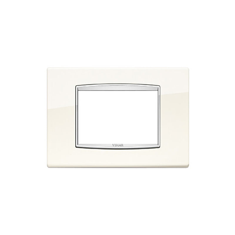 Eikon-Chrome Square Cover Plate, Arctic White Chrome Inner Frame, Die-Cast Metal, 3 Module