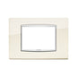 Eikon Square Cover Plate, Bright Antique White Die-cast Metal, 3 Modules