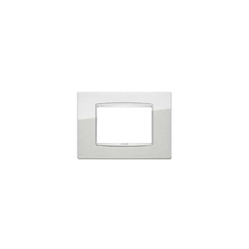 Eikon-Chrome Square Cover Plate, Metallic Silver Chrome Inner Frame, Die-Cast Metal, 3 Module