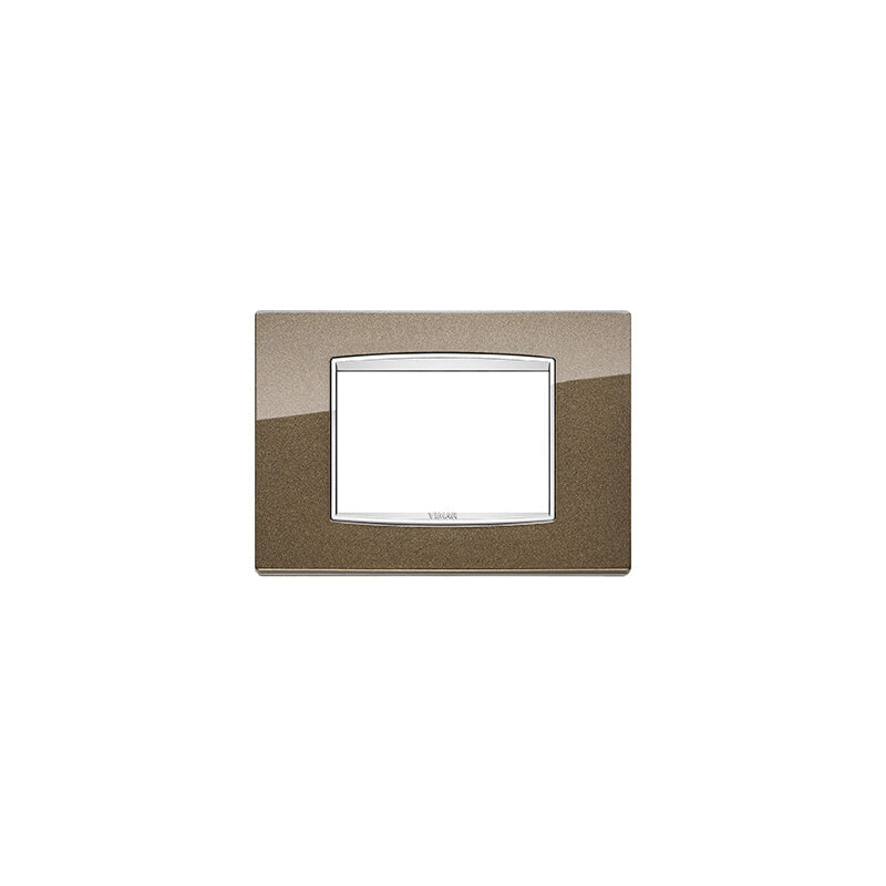 Eikon Square Cover Plate, Bright Metallic Siena Chrome Inner Frame, Metal, 3 Module