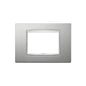 Eikon Square Cover Plate, Bright Matte Silver Die-Cast Metal, 3 Module