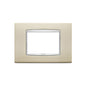 Eikon-Chrome Square Cover Plate, Galvanized Satin Nickel, Die-Cast, Chrome Inner Frame, 3 Module