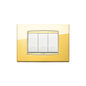 Eikon-Chrome Square Cover Plate, Polished Gold Die-Cast Metal, 3 Module