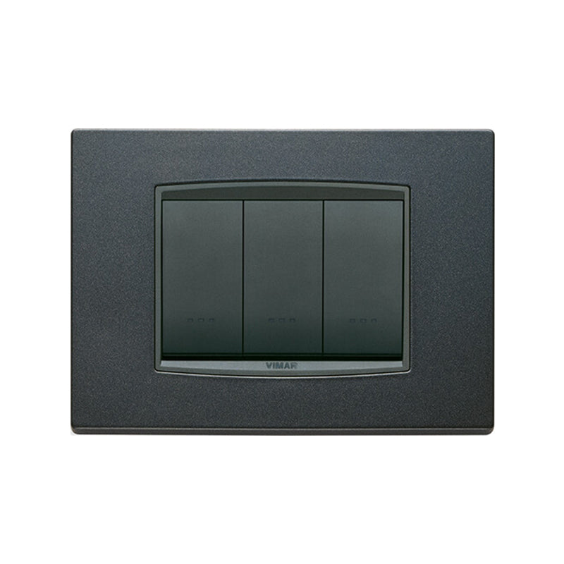 Eikon Square Cover Plate, Matte Anthracite Die-cast Metal, 3 Module