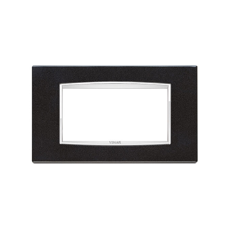 Eikon-Chrome Square Cover Plate, Bright Anthracite C12, Chrome Inner Frame, Die-Cast Metal, 4 Modules
