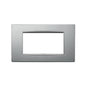 Eikon-Chrome Square Cover Plate, Matte Silver Next Inner Frame, Die-Cast Metal, 4 Module