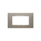 Eikon-Chrome Square Cover Plate, Bright Titanium Chrome Inner Frame, Die-Cast Metal, 4 Module