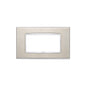 Eikon-Chrome Square Cover Plate, Brushed S.S. Chrome Inner Frame, Die-Cast Metal, 4 Module