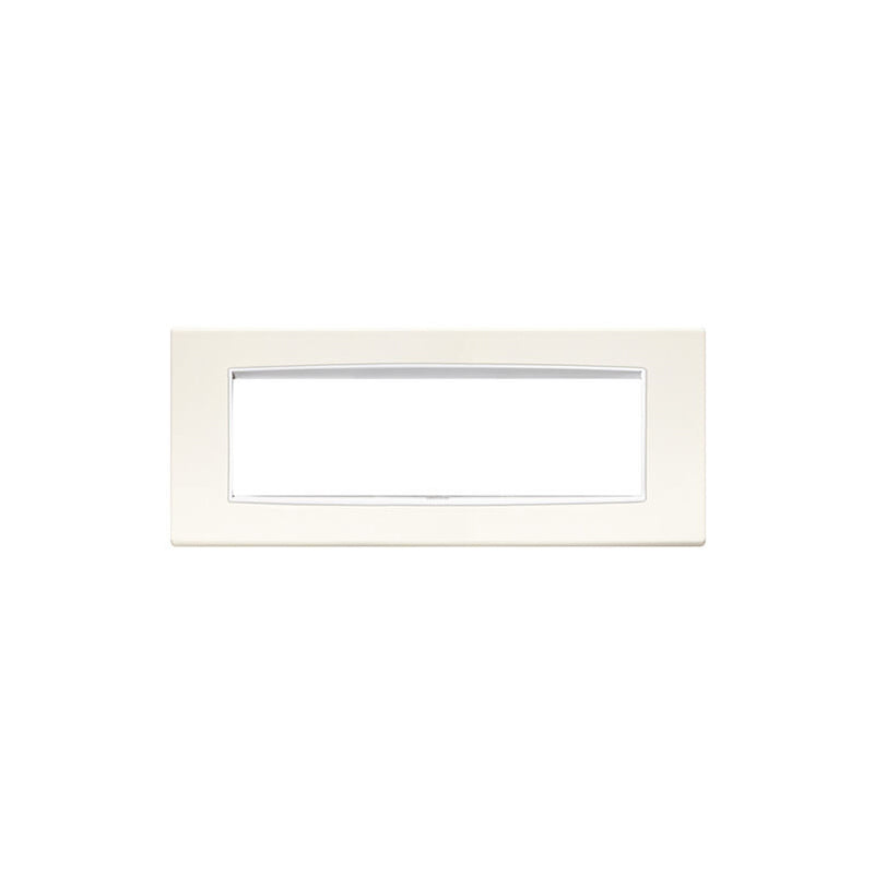 Eikon-Total Look Square Cover Plate, Arctic White White Inner Frame, Die-Cast Metal, 7 Module