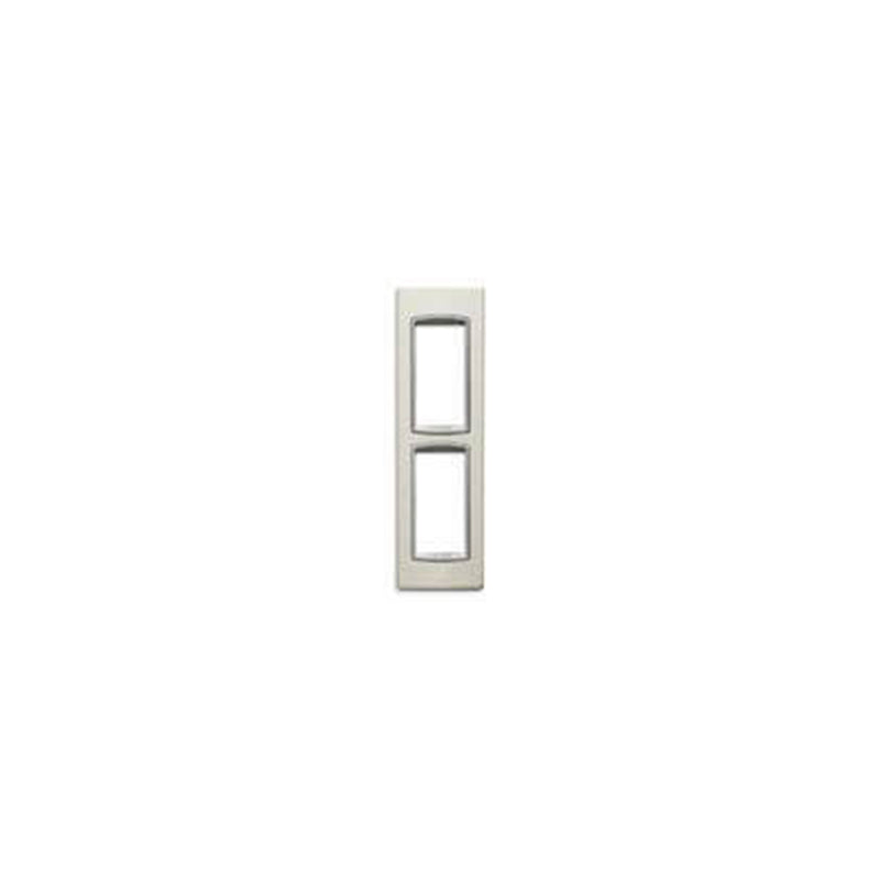 Eikon-Total Look Square Cover Plate, Matte Silver Next Inner Frame, Die-Cast Metal, 2 Module Panel