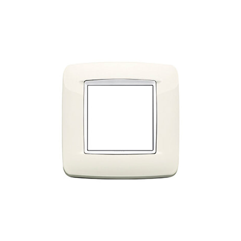 Eikon-Chrome Round Cover Plate, Arctic White White Inner Frame, Die-Cast Metal, 2 Module