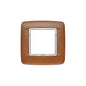 Eikon-Chrome Round Cover Plate, Italian Walnut Chrome Inner Frame, Wood, 2 Module