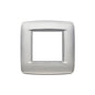 Eikon-Total Look Round Cover Plate, Matte Silver Next Inner Frame, Die-Cast Metal, 2 Module
