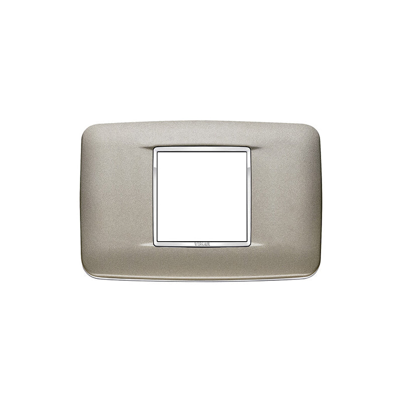 Eikon-Chrome Round Cover Plate, Matte Titanium Die-Cast Metal, 2 Module (Central)