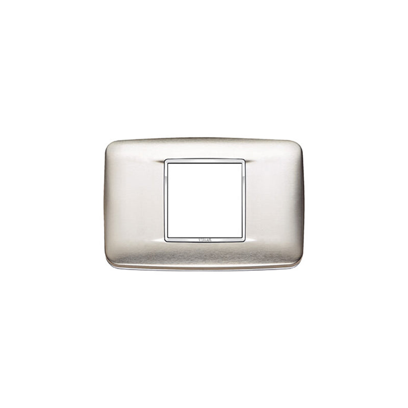 Eikon Round Cover Plate, Inox Brushed Stainless Steel, 2 Module (Central)