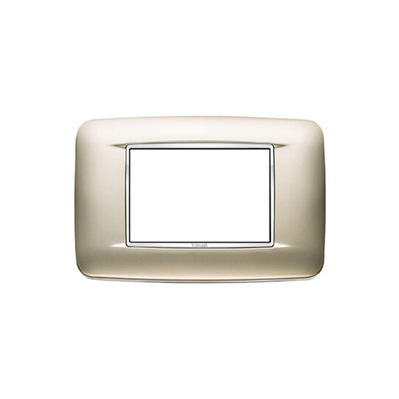 Eikon-Chrome Round Cover Plate, Galvanized Satin Nickel, Die-Cast, Chrome Inner Frame, 3 Module