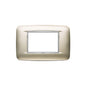Eikon-Chrome Round Cover Plate, Galvanized Satin Nickel, Die-Cast, Chrome Inner Frame, 3 Module