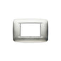 Eikon-Chrome Round Cover Plate, Galvanized Satin Chrome, Die-Cast Metal, 3 Module