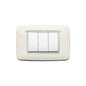 Eikon-Total Look Round Cover Plate, Arctic White White Inner Frame, Die-Cast Metal, 3 Module