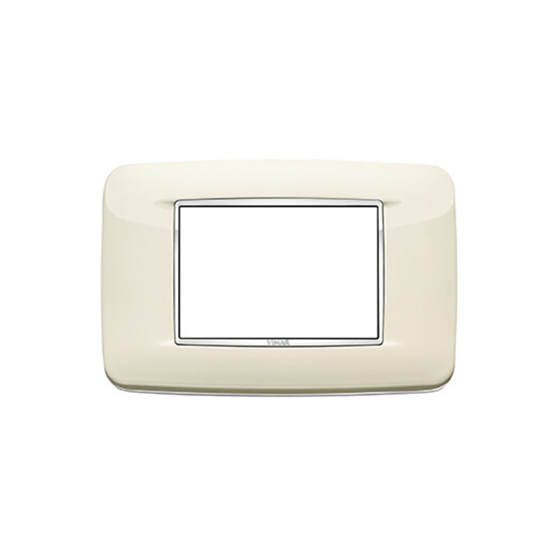 Eikon-Chrome Round Cover Plate, Bright Antique White, Die-Cast Metal, 3 Module