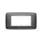 Eikon-Chrome Round Cover Plate, Bright Matte Anthracite, Die-Cast, Chrome Inner Frame, 4 Module