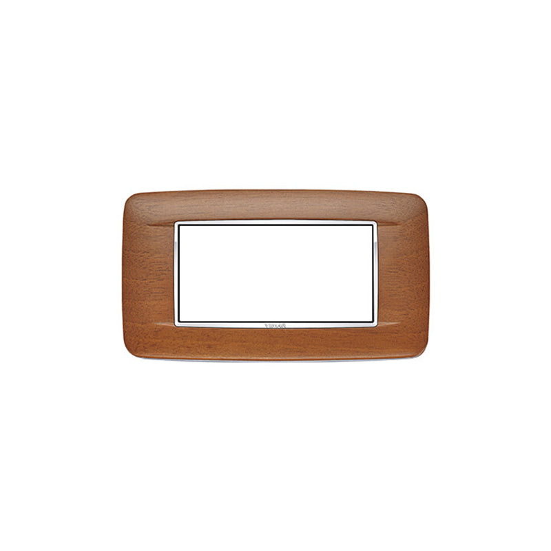 Eikon-Chrome Round Cover Plate, Italian Walnut Chrome Inner Frame, Wood, 4 Module