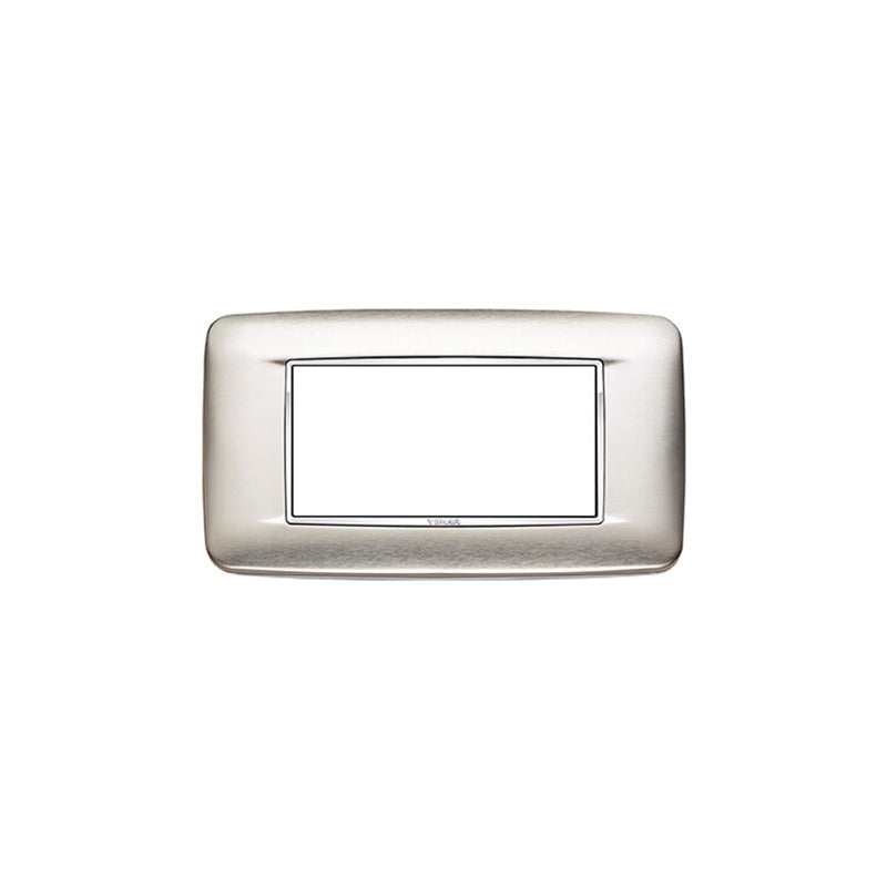 Eikon Round Cover Plate, Inox Brushed Stainless Steel, 4 Module