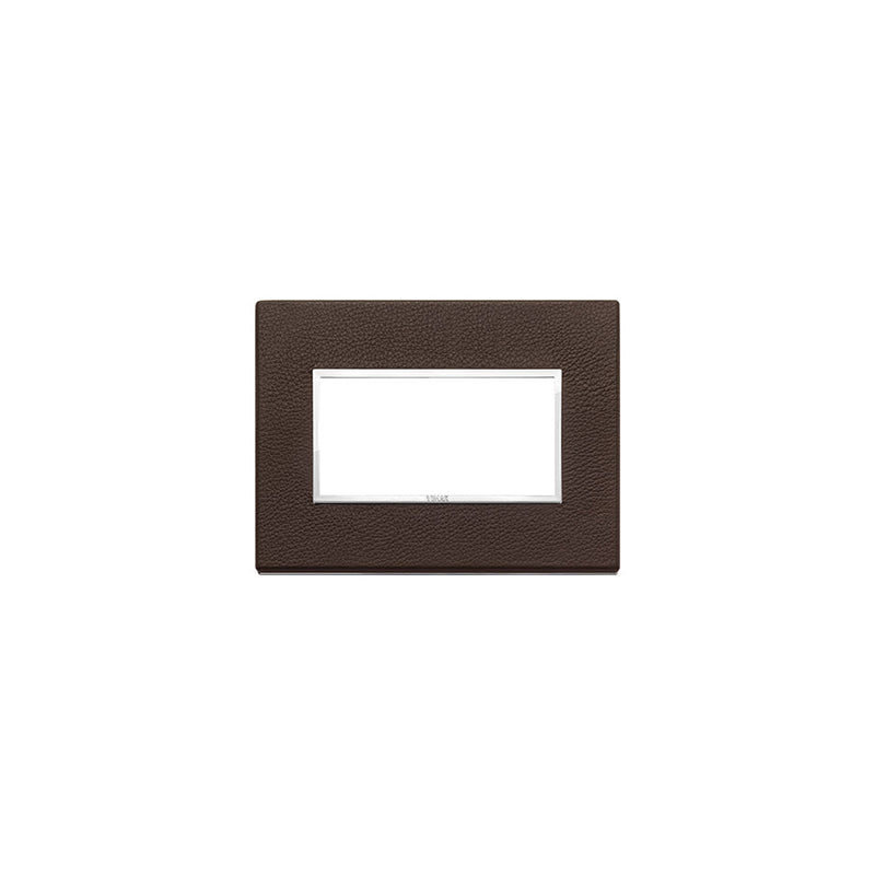 Eikon-Evo Square Cover Plate, Tobacco Natural Leather, 4 Module