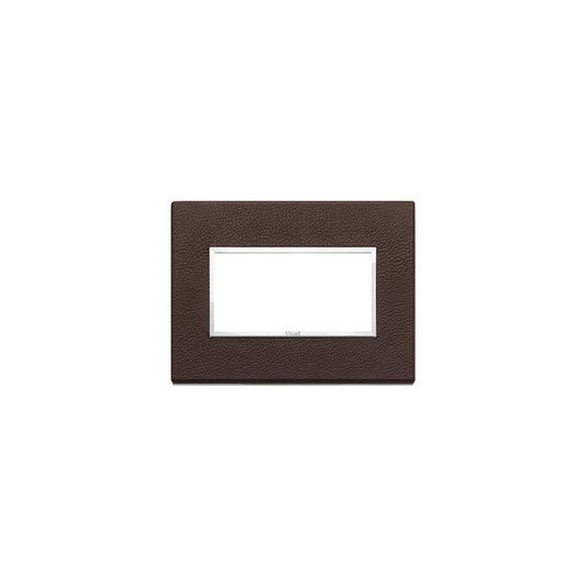 Eikon-Evo Square Cover Plate, Tobacco Natural Leather, 4 Module