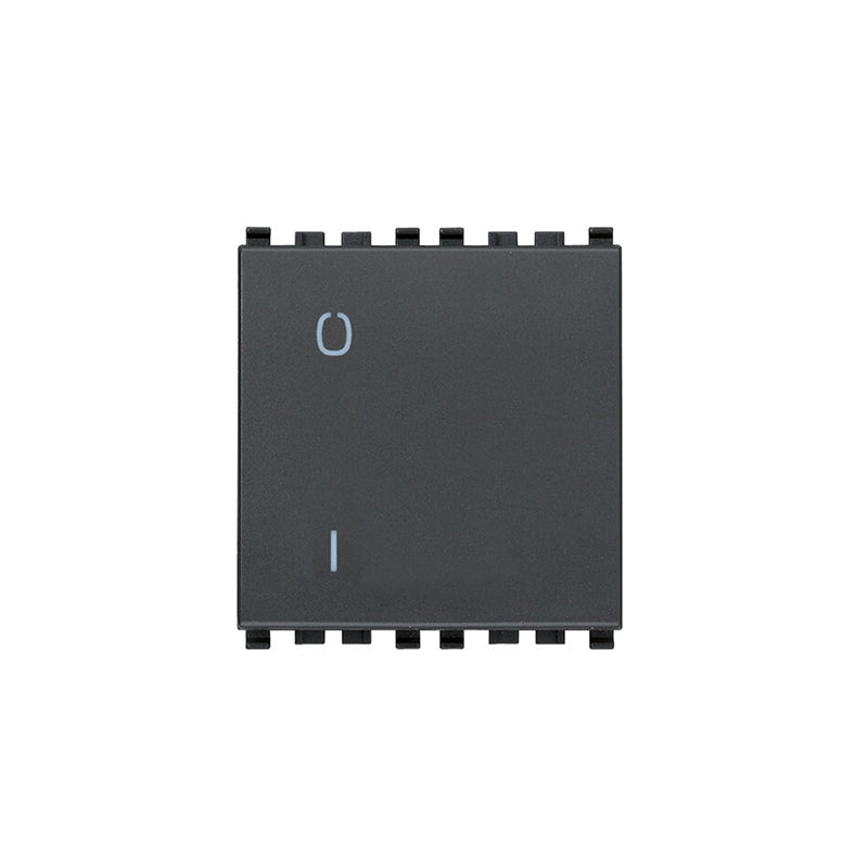 Eikon 1-Way Switch, 2P/1T, 16A-250V Illuminable, 2 Module, Grey