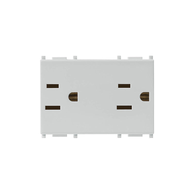 Outlet: USA/SASO Duplex 2P+E 15A/127V, 3M, Silver, Plana