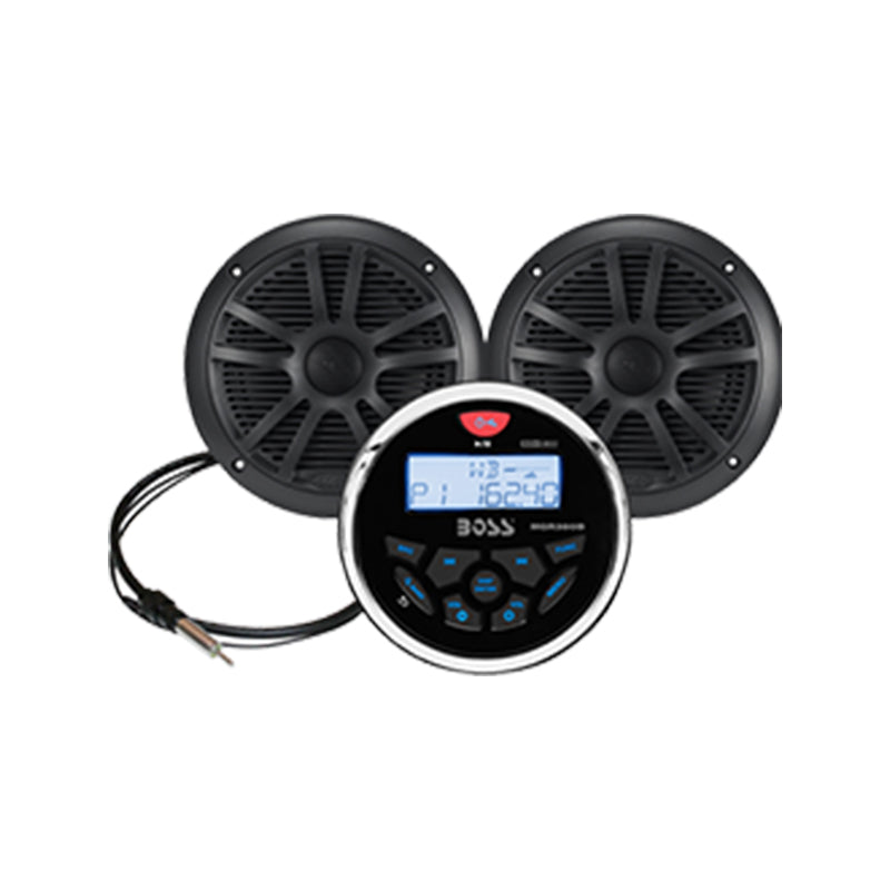 Stereo Pack, Round, w/6.5" Blk Spkrs+Ant