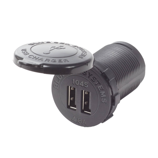 12/24VDC Dual USB Outlet, Round