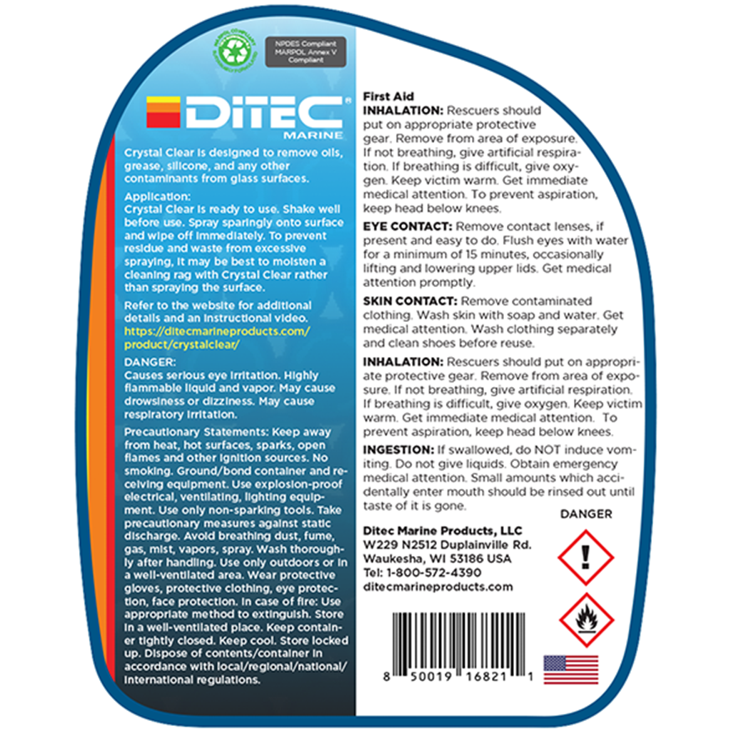 CRYSTAL CLEAR - Detergent-Free  Glass and Multi-Surface  Cleaner, 32 oz.
